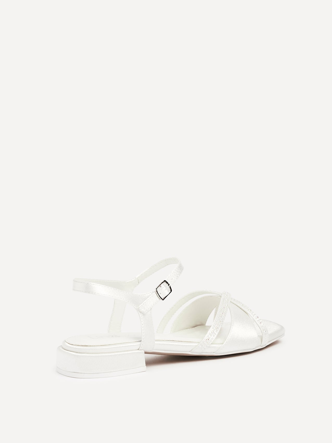 Spellbound Bridal Ivory Satin Low Heel Sandals