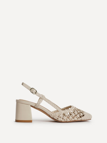 Spring Beige Handwoven Court Heels