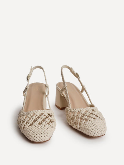 Spring Beige Handwoven Court Heels