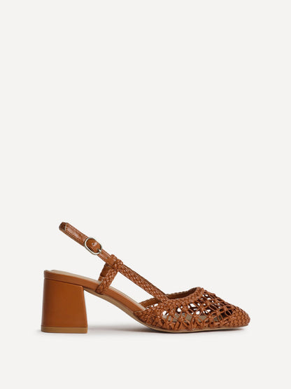 Spring Tan Handwoven Court Heels