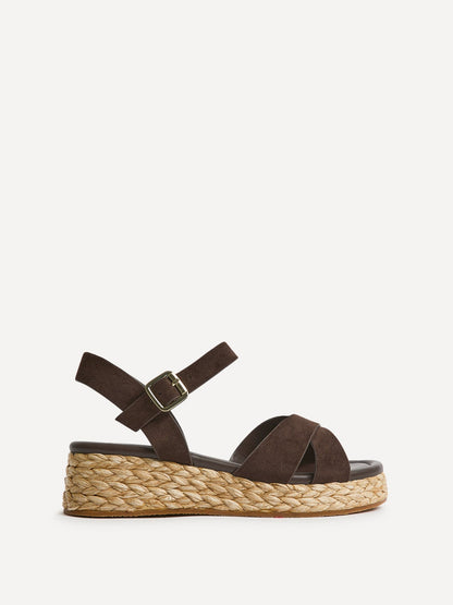 Spritz Wide Fit Brown Flatform Sandals