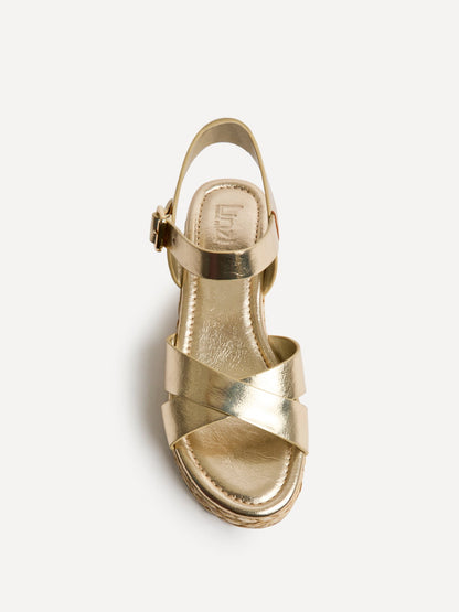 Spritz Wide Fit Gold Flatform Sandals