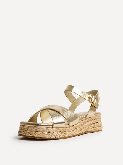 Spritz Wide Fit Gold Flatform Sandals