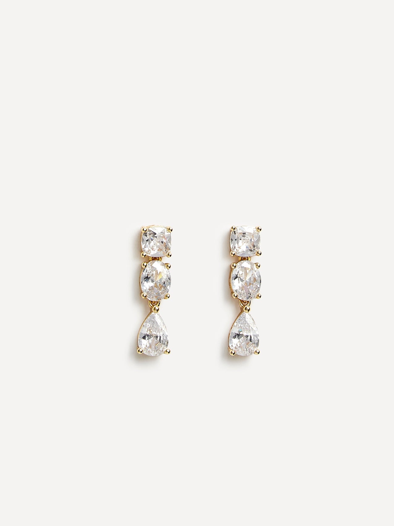 Stardust Gold Crystal Stone Drop Earrings
