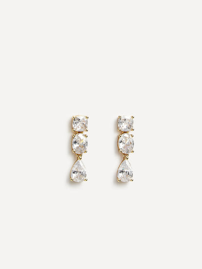 Stardust Gold Crystal Stone Drop Earrings