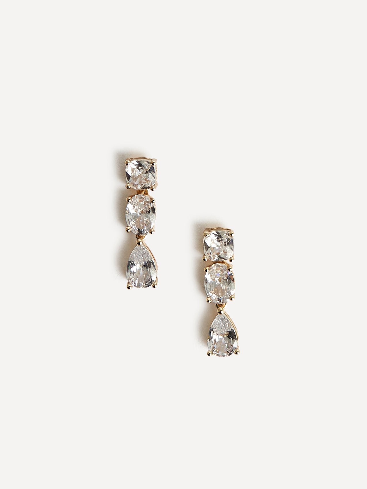 Stardust Gold Crystal Stone Drop Earrings