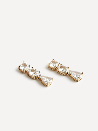 Stardust Gold Crystal Stone Drop Earrings