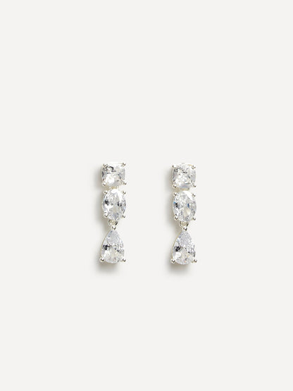 Stardust Silver Crystal Stone Drop Earrings