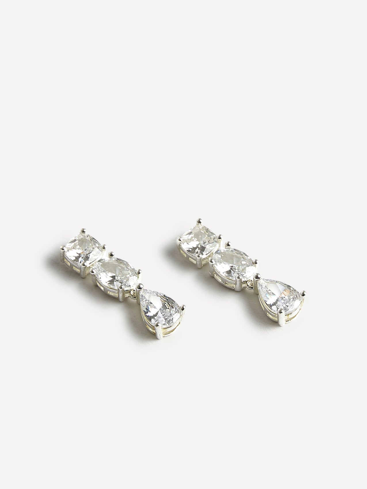 Stardust Silver Crystal Stone Drop Earrings