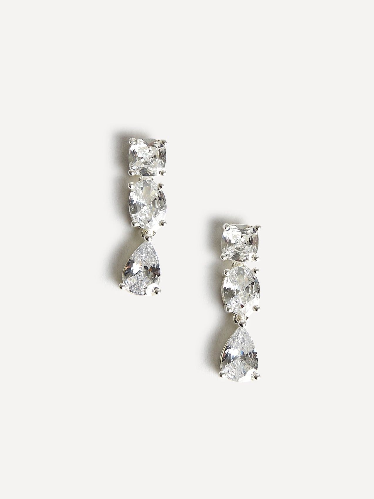 Stardust Silver Crystal Stone Drop Earrings