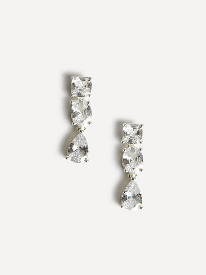 Stardust Silver Crystal Stone Drop Earrings