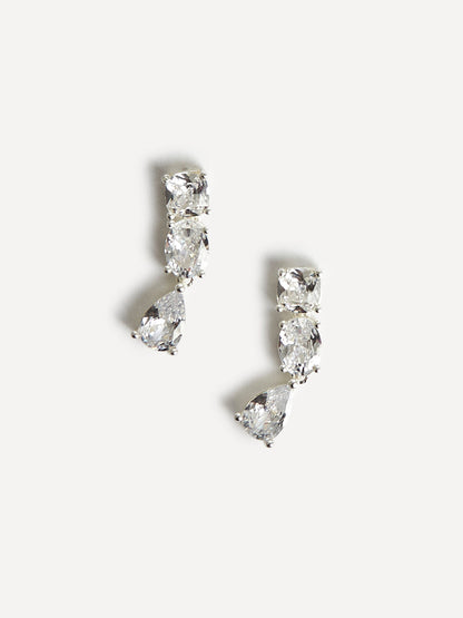 Stardust Silver Crystal Stone Drop Earrings