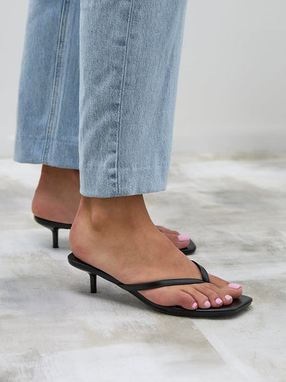 Stassie Black Mule Heels