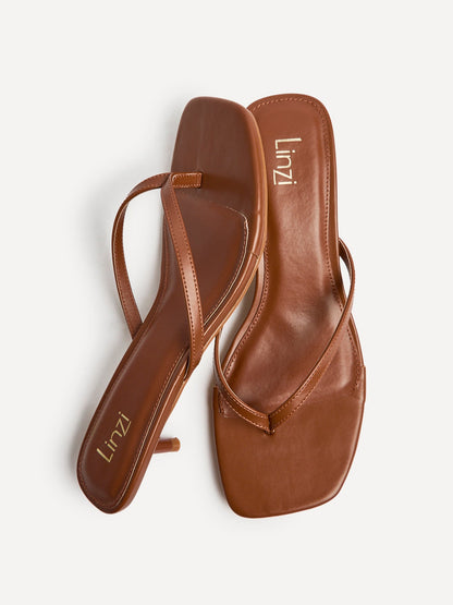 Stassie Tan Mule Heels