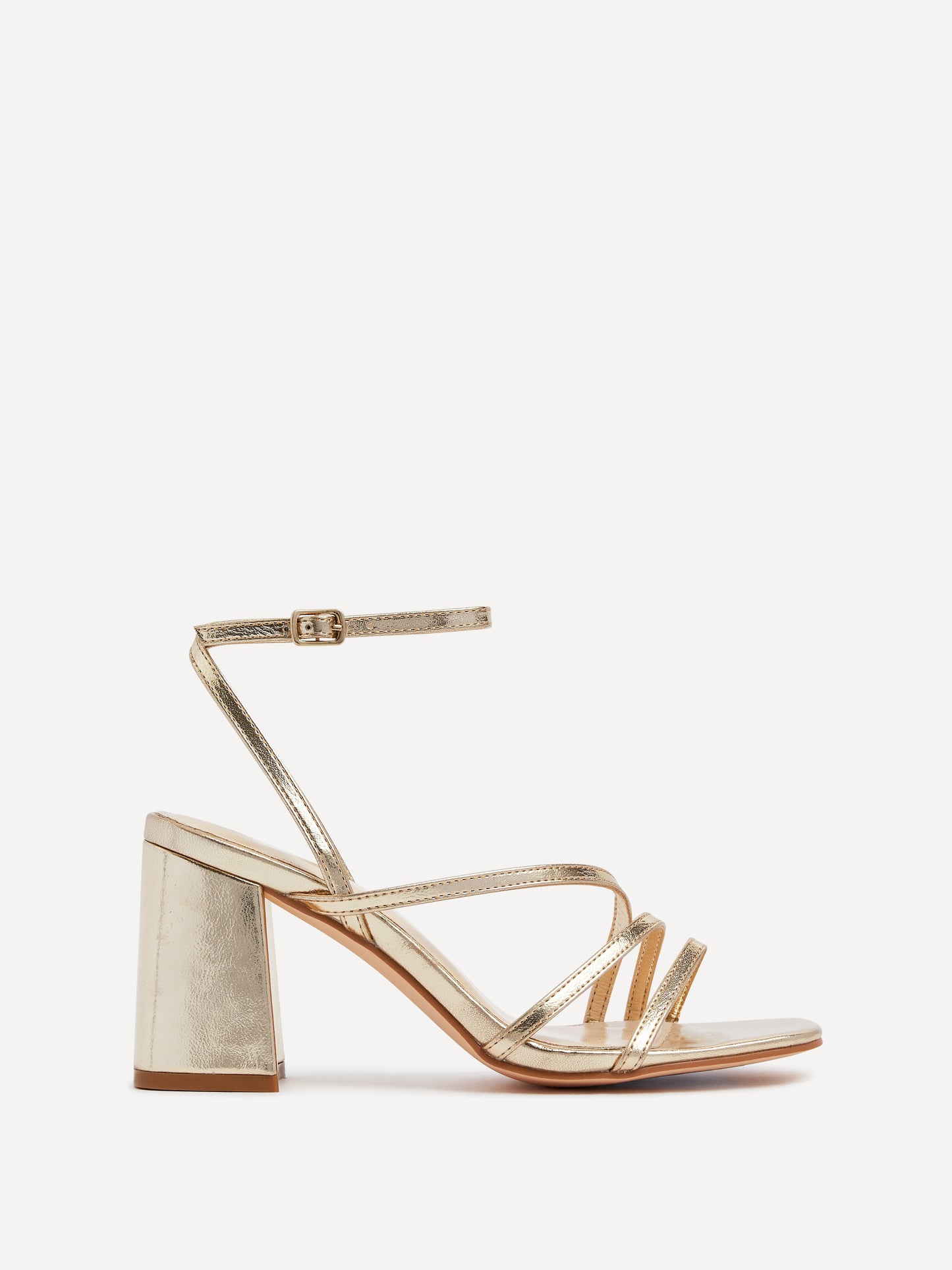 Status Gold Crossover Block Heeled Sandals