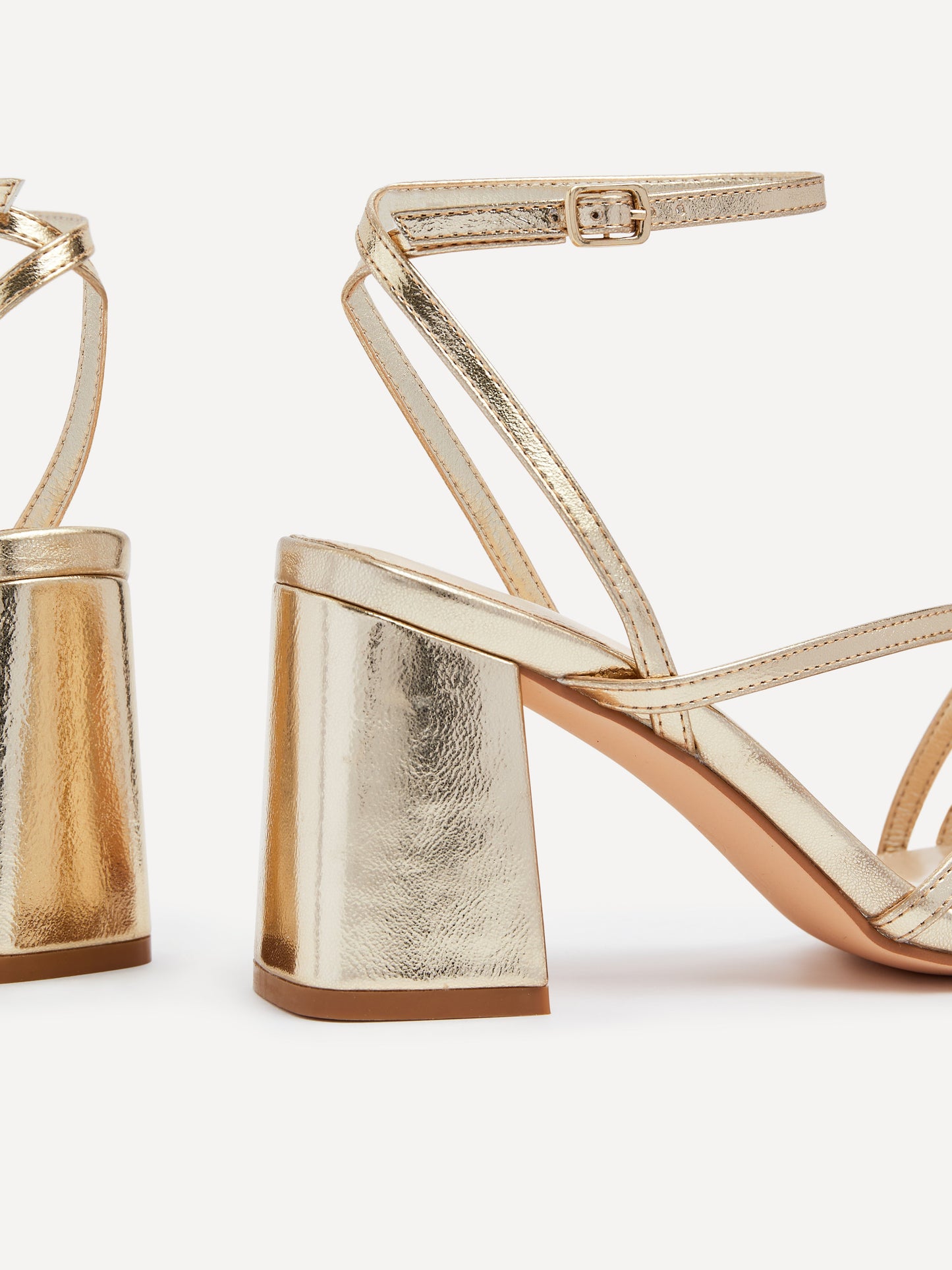 Status Gold Crossover Block Heeled Sandals