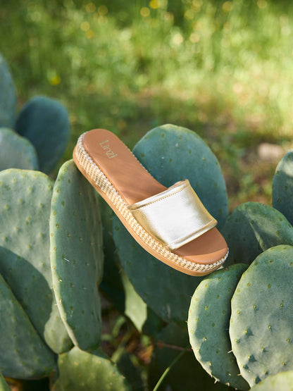 Stay Gold Flatform Mule Sandals