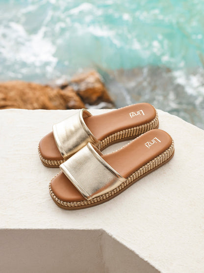 Stay Gold Flatform Mule Sandals