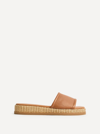 Stay Tan Flatform Mule Sandals