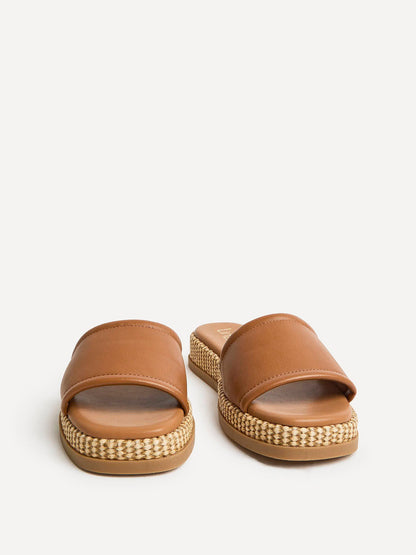 Stay Tan Flatform Mule Sandals