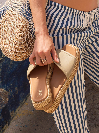 Stay Taupe Flatform Mule Sandals