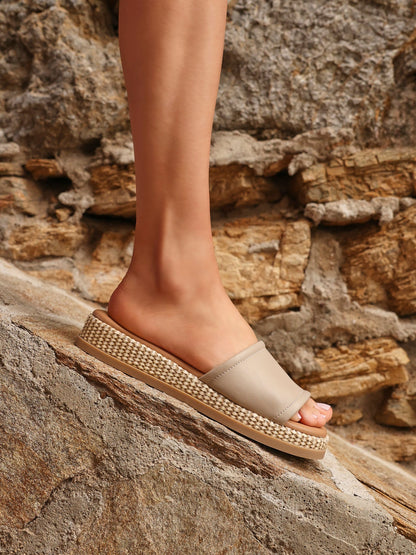 Stay Taupe Flatform Mule Sandals