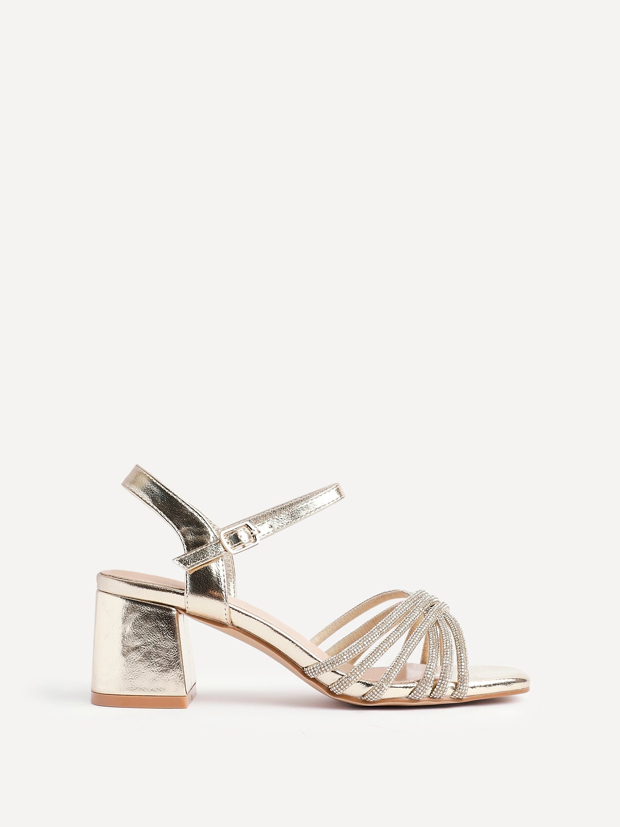 Strictly Wide Fit Gold Diamante Heels