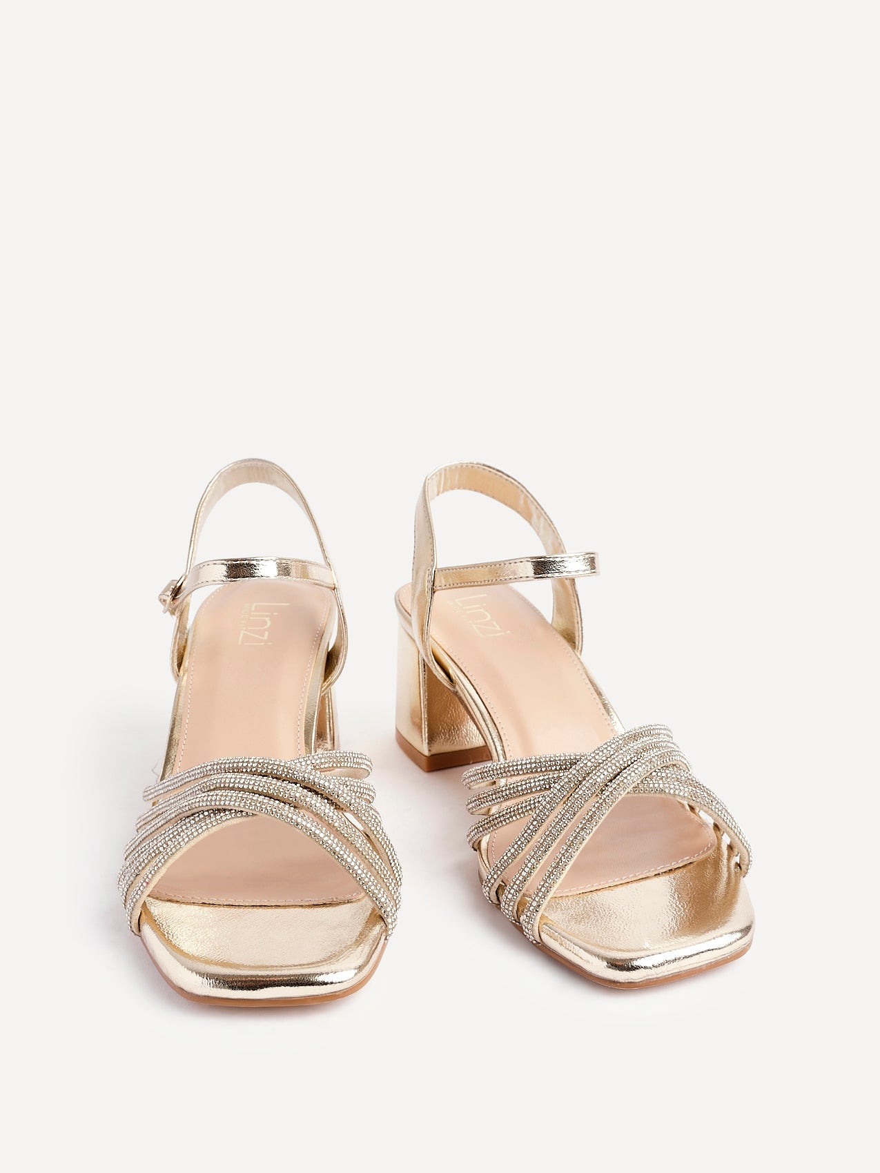 Strictly Wide Fit Gold Diamante Heels