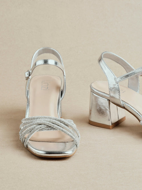 Strictly Wide Fit Silver Diamante Heels