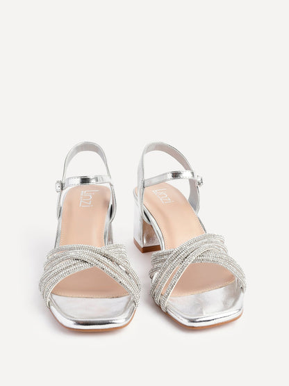Strictly Wide Fit Silver Diamante Heels
