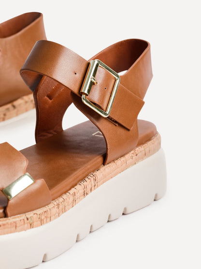 Stride Tan Flatform Sandals