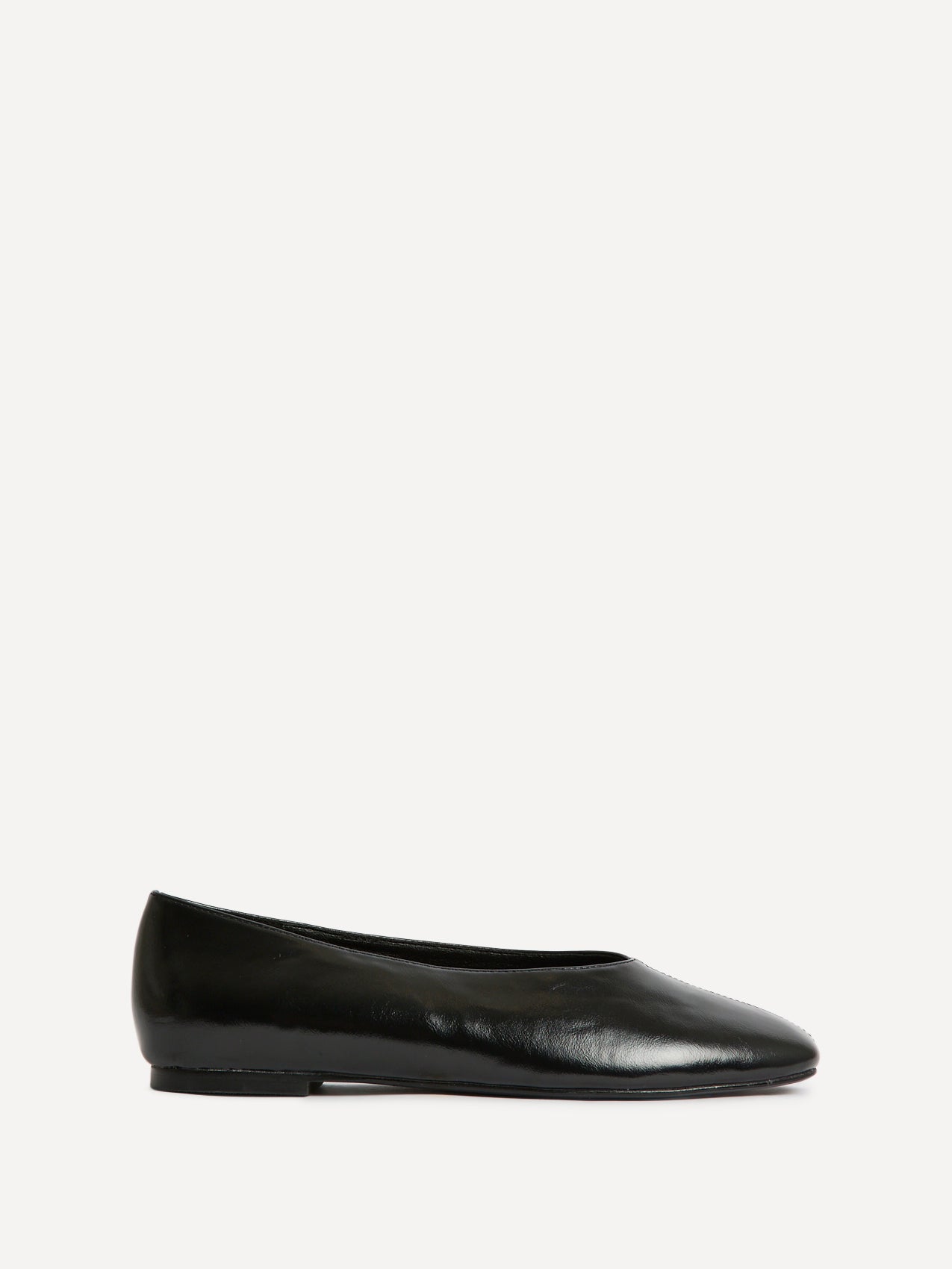 Structure Black Faux Leather Square Toe Ballet Flats