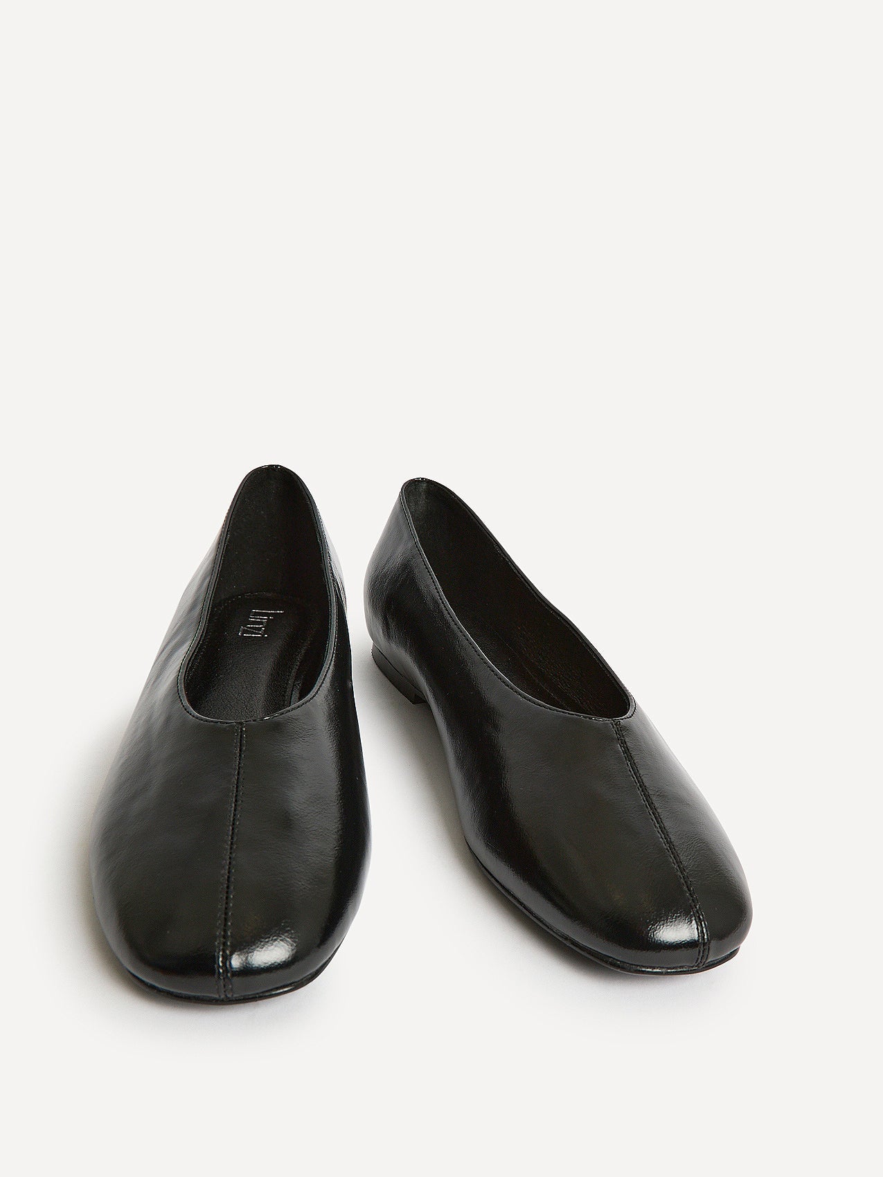Structure Black Faux Leather Square Toe Ballet Flats