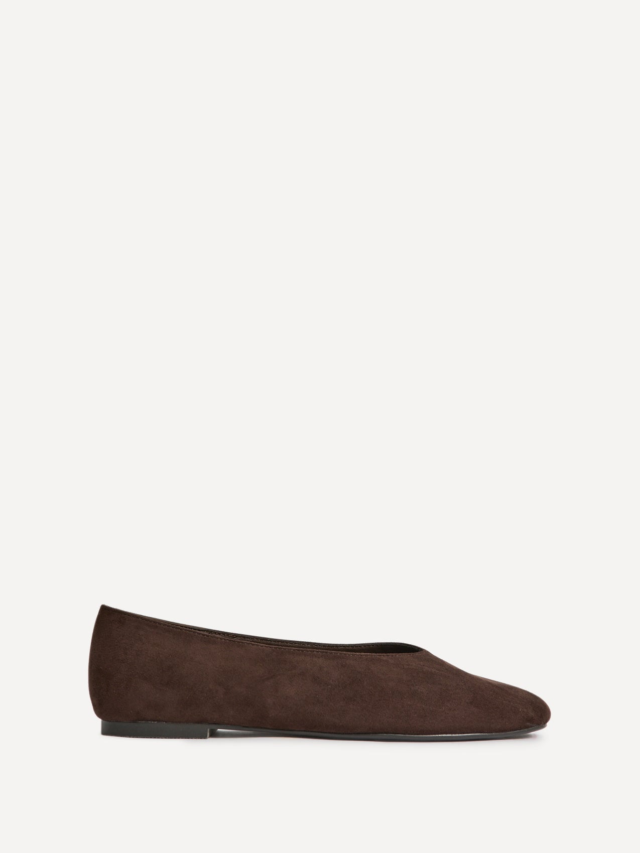 Structure Brown Faux Suede Square Toe Ballet Flats