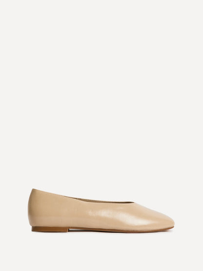 Structure Nude Faux Leather Square Toe Ballet Flats