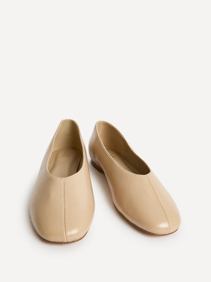 Structure Nude Faux Leather Square Toe Ballet Flats