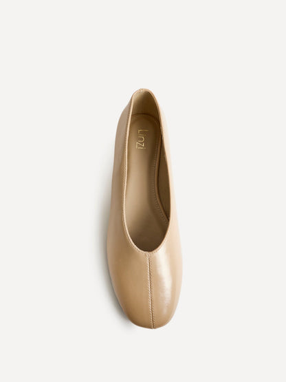 Structure Nude Faux Leather Square Toe Ballet Flats