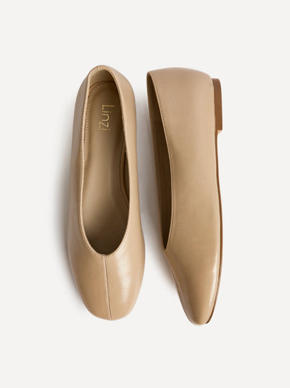 Structure Nude Faux Leather Square Toe Ballet Flats