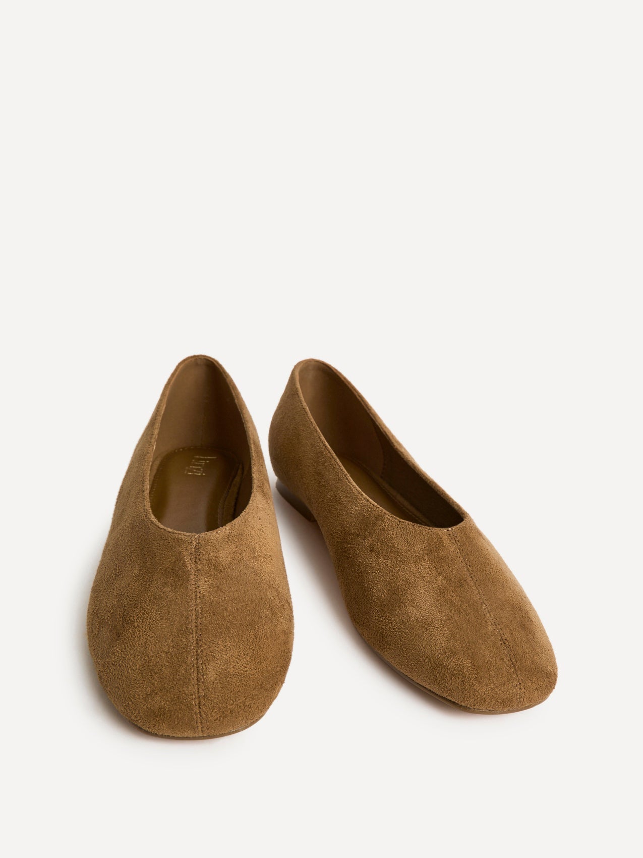 Structure Tan Faux Suede Square Toe Ballet Flats
