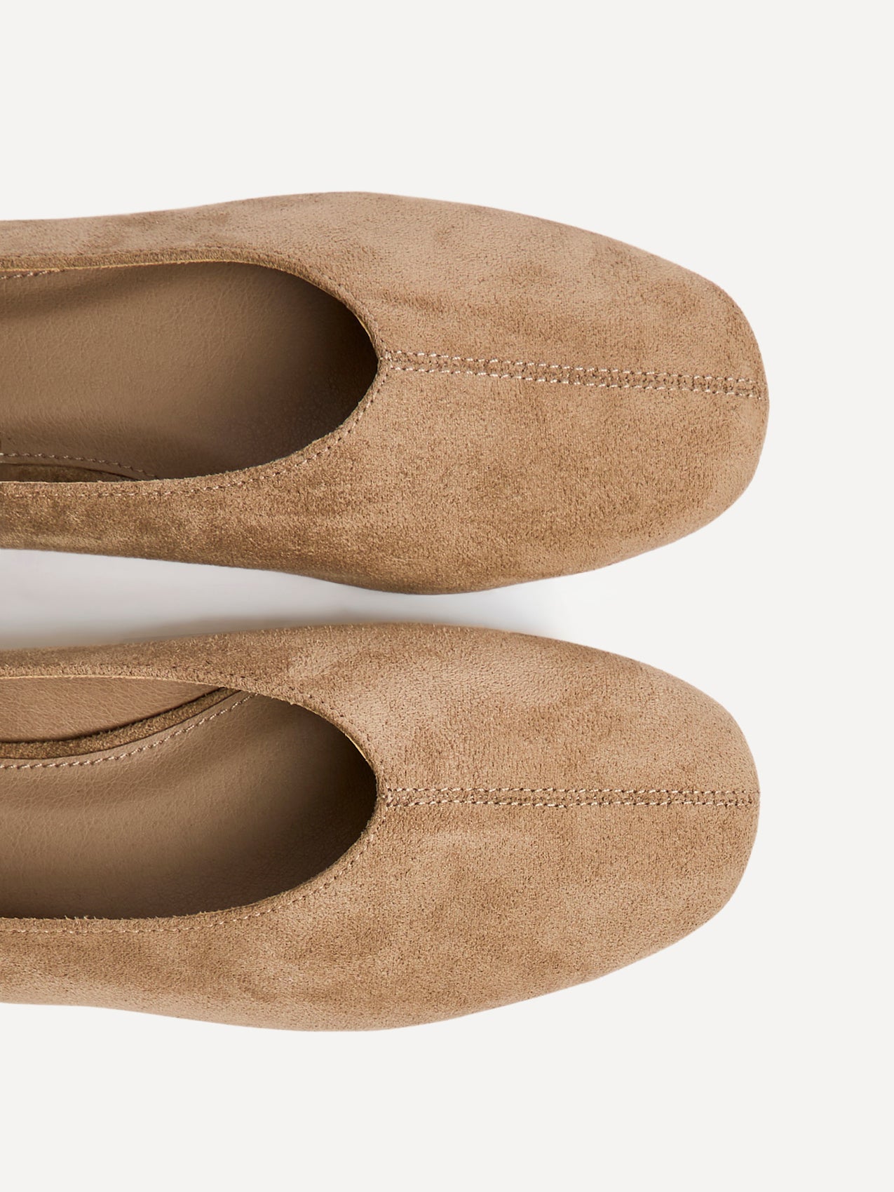 Structure Taupe Faux Suede Square Toe Ballet Flats