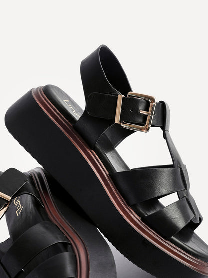 Subtract Black Gladiator Flatform Sandals