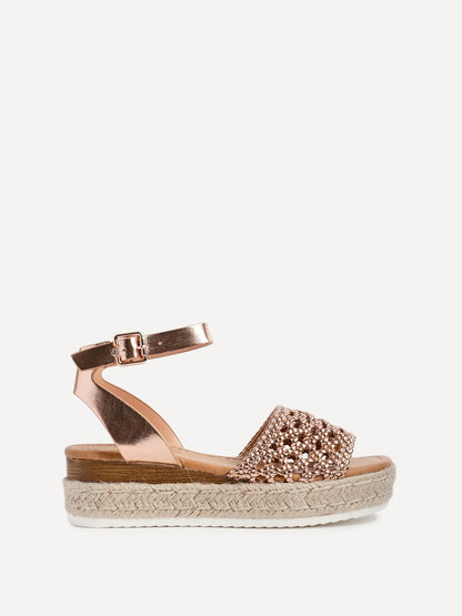 Sundown Rose Gold Espadrille Flatform Sandals