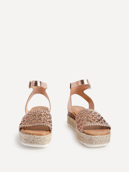 Sundown Rose Gold Espadrille Flatform Sandals