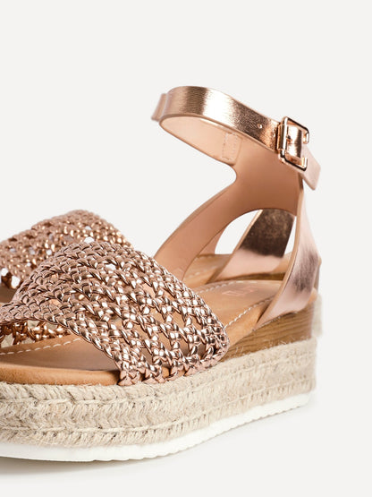 Sundown Rose Gold Espadrille Flatform Sandals