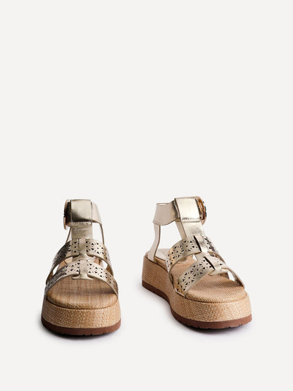 Sunkissed Gold Gladiator Flatform Sandals