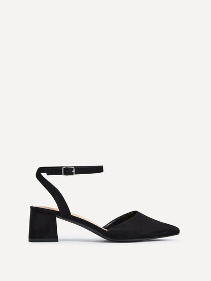 Suzy Wide Fit Black Faux Suede Court Heels