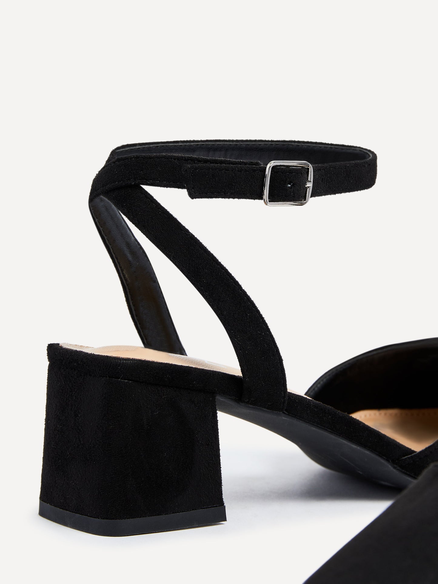 Suzy Wide Fit Black Faux Suede Court Heels