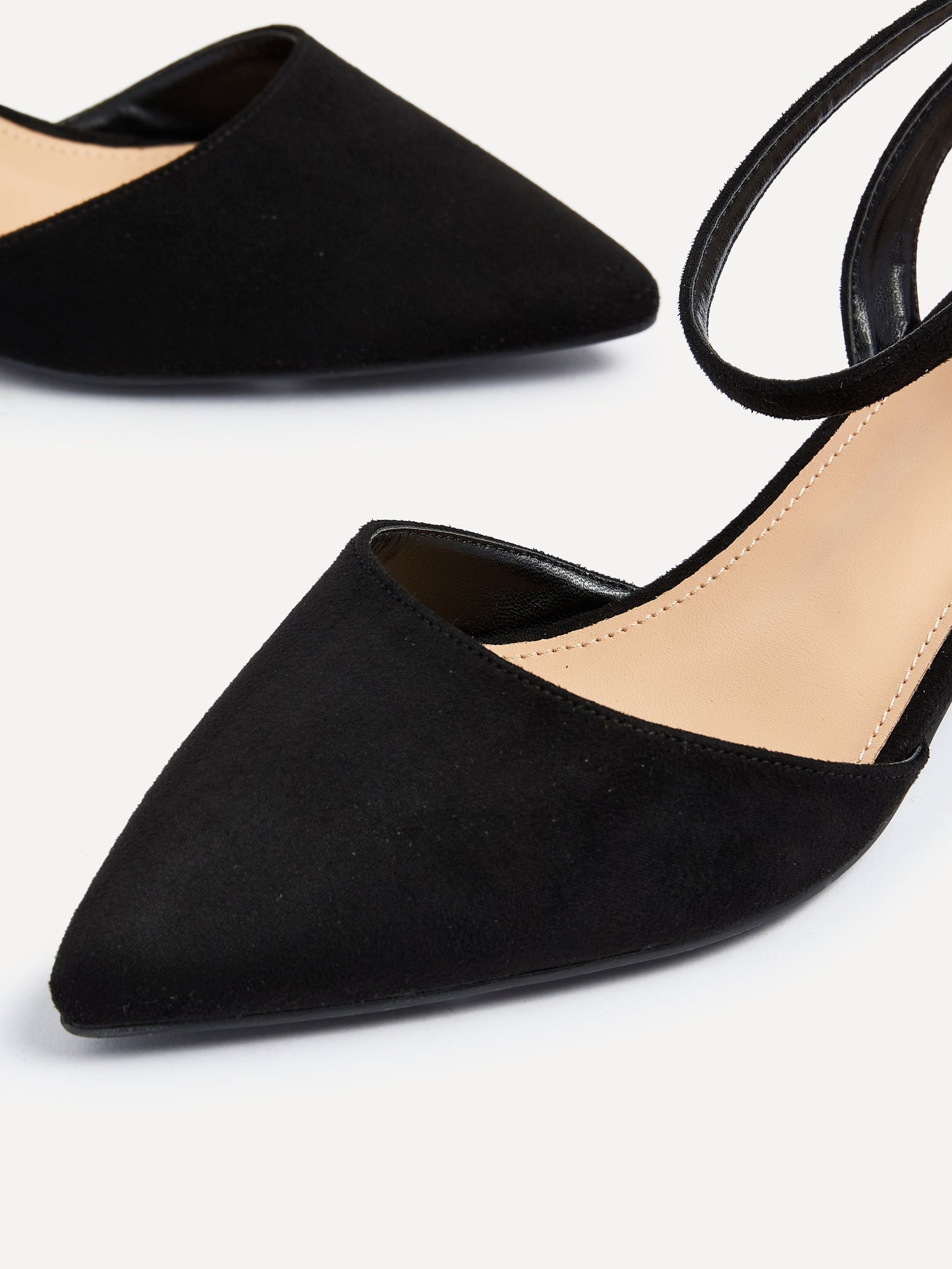Suzy Wide Fit Black Faux Suede Court Heels