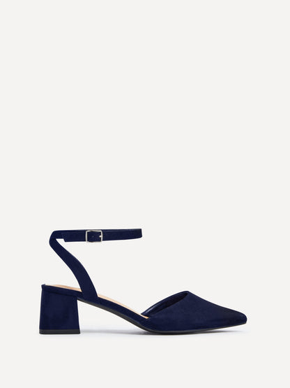 Suzy Wide Fit Navy Faux Suede Court Heels