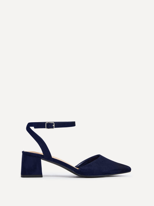 Suzy Wide Fit Navy Faux Suede Court Heels